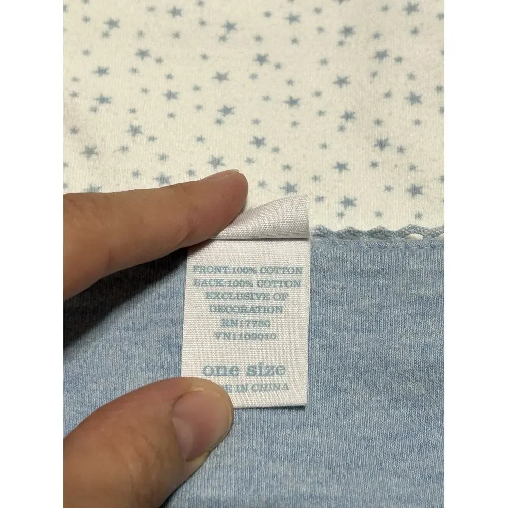 Amy Coe Limited Edition Blue White Stars Baby Blanket Knit Cotton